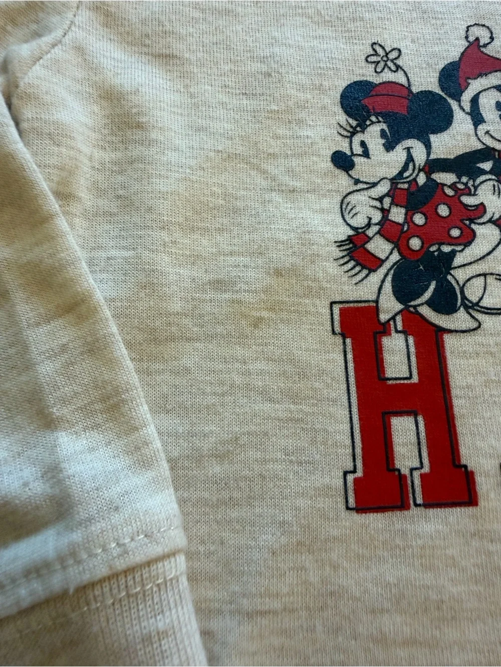 GAP Cream Long-Sleeve 'Happy' Graphic Top with Red & Navy Accents